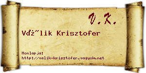 Válik Krisztofer névjegykártya