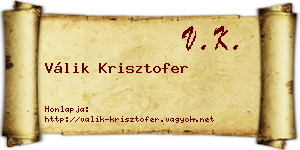 Válik Krisztofer névjegykártya